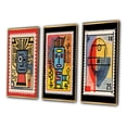 thumbnail image 3 of Designart "Retro Stamp Tribute to Keith Vintage Homage I" Transitional Framed Wall Art Set Of 3 - Yellow Abstract Transitional Frame Gallery Set For Office Decor, 3 of 6
