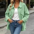 thumbnail image 4 of Zefriona Womens Fringe Denim Jacket Long Sleeve Button Front Jean Coat Top Green Size L, 4 of 7