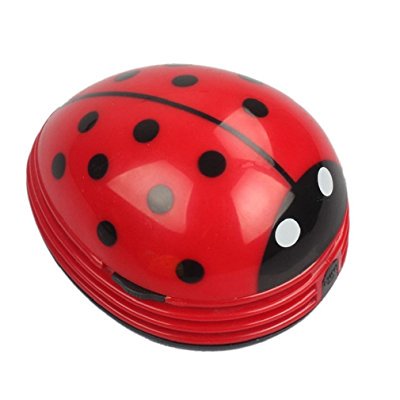 Cute Portable Beetle Ladybug cartoon Mini Desktop Vacuum Desk Dust Cleaner (Red#002)