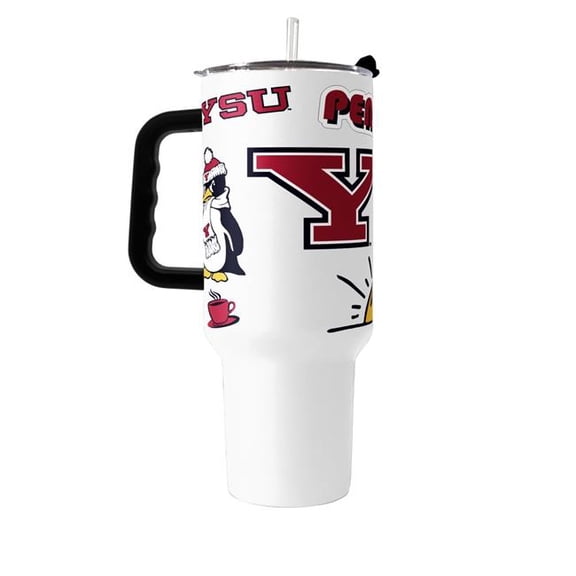Logo Brands 247-S40PT-63 40 oz NCAA Youngstown State University Native Powder Coat Tumbler
