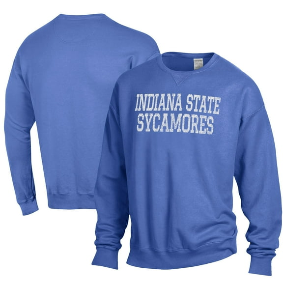 Men's ComfortWash Royal Indiana State Sycamores Garment Dyed Fleece Crewneck Pullover Sweatshirt