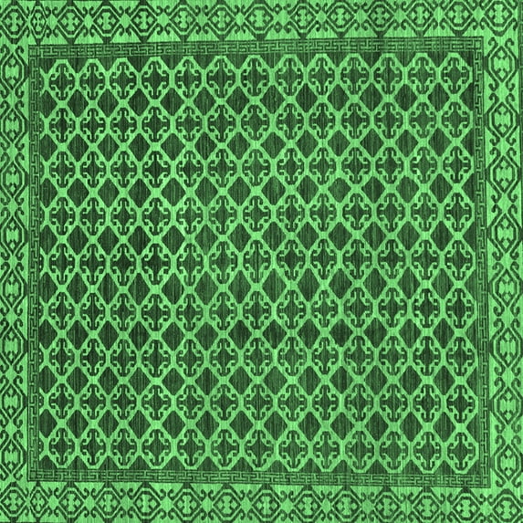 Ahgly Company Indoor Square Southwestern Emerald Green Country Area Rugs, 5' Square