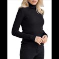 thumbnail image 2 of Suéteres Acanalados para Mujer, Lindos Suéteres de Punto de Cuello Alto, Ajustados y Cálidos Negro un Tamaño, 2 of 10