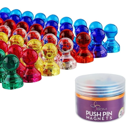 Yumchikel Push Pin Magnets, Extra Strong Refrigerator Magnets, 7 Colors, 60-Pack, Back to School Dorm and College Magnetic Push Pins