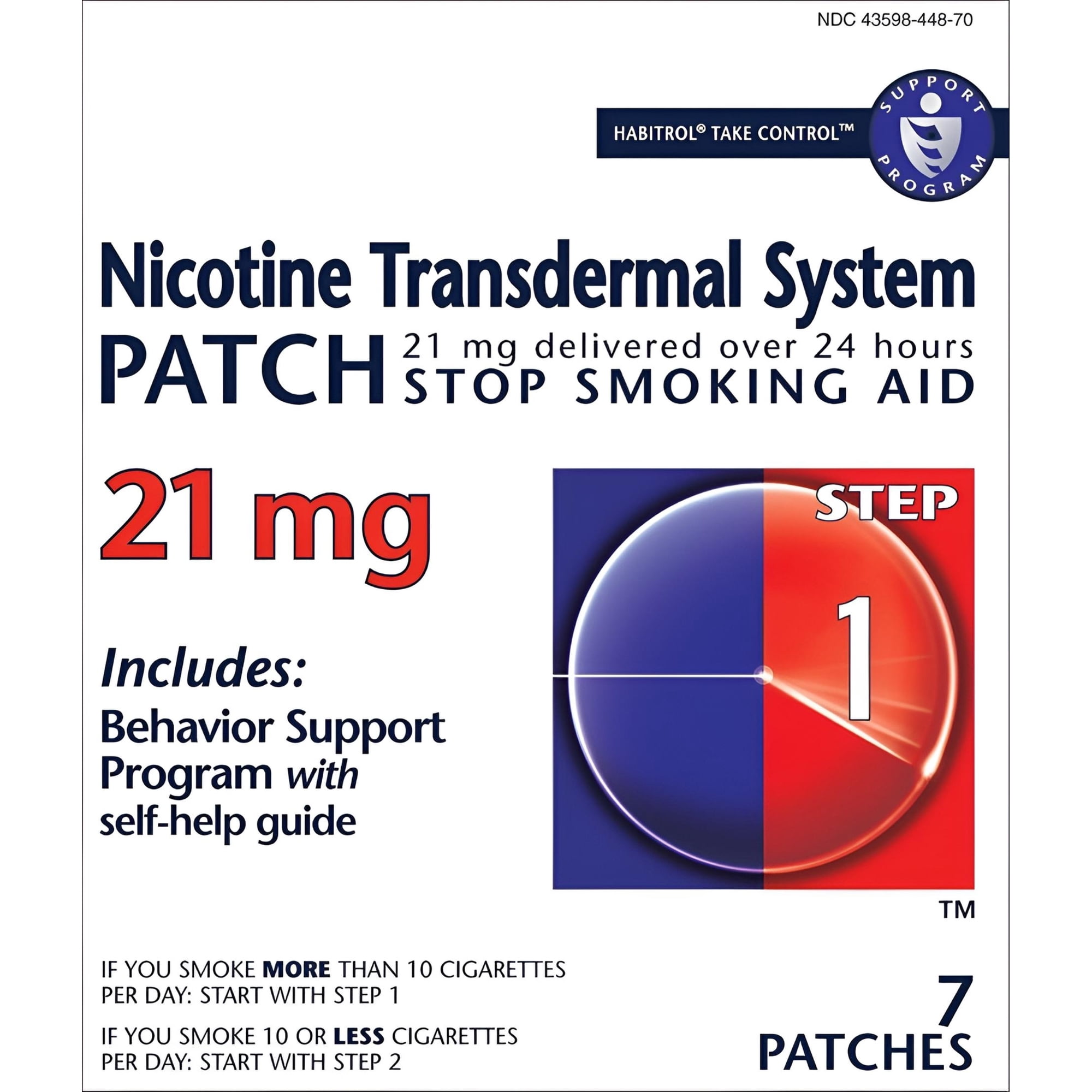 Habitrol Step 1 Nicotine Transdermal System Stop Smoking Aid Patches, 21 mg, 7 Count