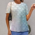 thumbnail image 6 of Mermaid Fish Scales Women's Short Sleeve T-Shirt Crew Neck Casual Summer Trendy Loose Fit Tops, 6 of 6