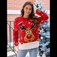 thumbnail image 4 of Suéter de Punto de Larga con Cuello Redondo para Mujer, Suéter Informal Grueso para Otoño e Invierno Rojo L, 4 of 9
