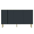thumbnail image 4 of Harper & Bright Designs Modern Sideboard Buffet Cabinet with Amber-yellow Tempered Glass Doors, Side Table with Gold Legs and Marble Sticker Tabletop, Navy Blue, 4 of 15
