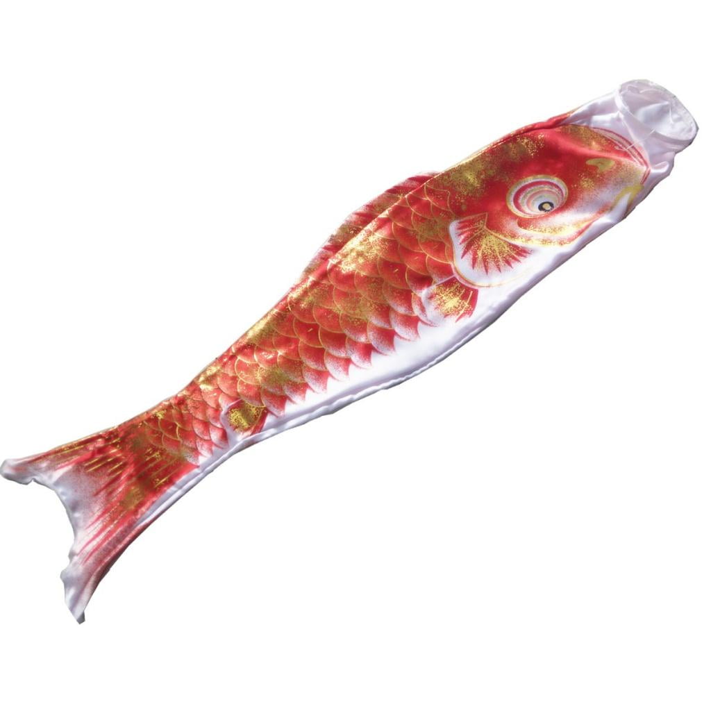 50cm Golden Black Windsock Artificial Silk Flag Koi Nobori Fish Flag Decor 