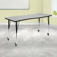 thumbnail image 2 of Flash Furniture Wren Mobile 26"W x 60"L Rectangle Wave Flexible Collaborative Grey Laminate Activity Table - Standard Height Adjust Legs, 2 of 11