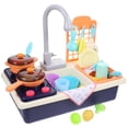 thumbnail image 5 of 1 juego de juguetes para lavar platos, fregadero de cocina de plástico, lavavajillas eléctrico de agua de plástico sin batería para niños (nuevo diseño, azul), 5 of 5
