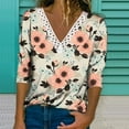 thumbnail image 2 of USSUMA Boho Tops for Women Gradient Floral Print Women Tops Long Sleeve V Neck Loose Fit Women Blouses and Tops Fashion, 2 of 5