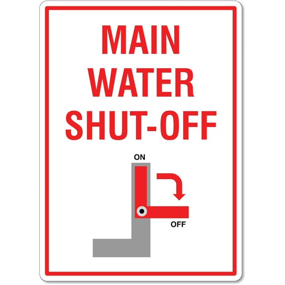Main Water Shut-Off Sign Directional Signs Metal Tin Sign 8x12 Inches Caution Danger Safety Security Warning Notice Signs