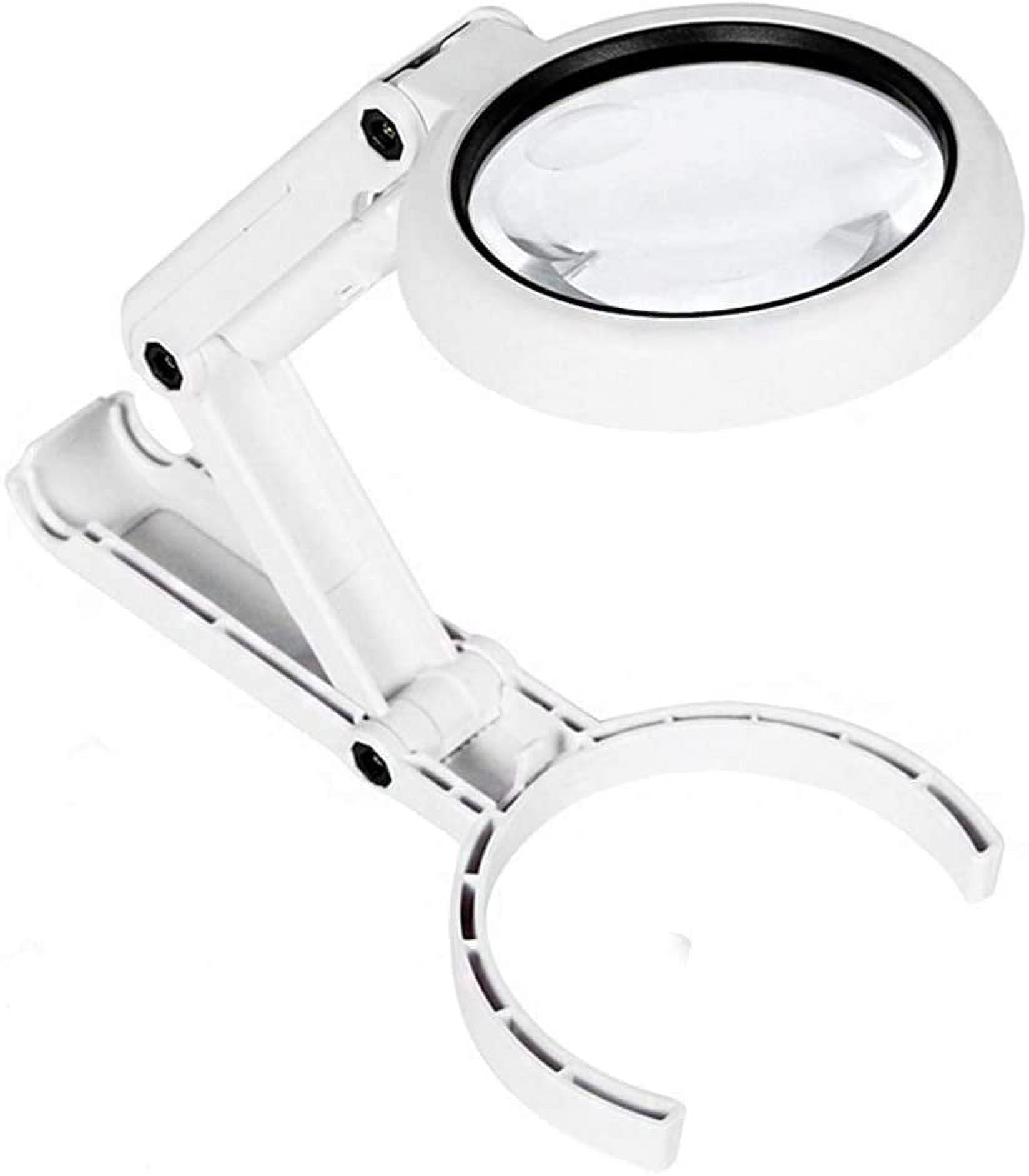 5X Rechargeable Magnifying Glass with Light and Stand, KACIOPOO Lighted Magnifying Glass Hands Free for Reading, Seniors, Hobbies, Craft