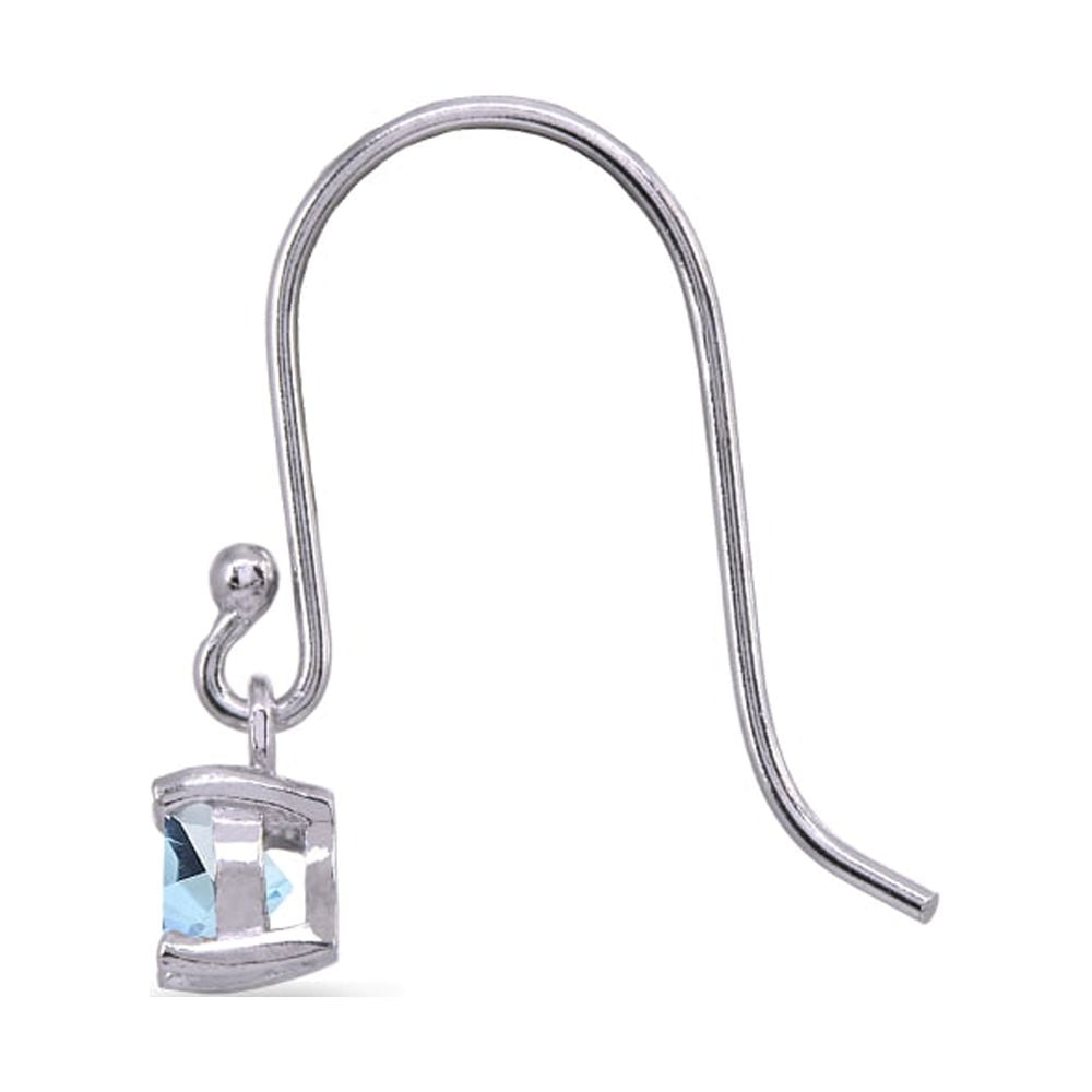 Blue Topaz 5mm Round Small Solitaire Sterling Silver Dangle Earrings