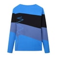 thumbnail image 4 of IROINID en Solde T-shirt à Manches Longues en Polyester pour Femmes Confortable Col Rond Hauts Amples Imprimés T-Shirts Blouse, Bleu, 4 of 5