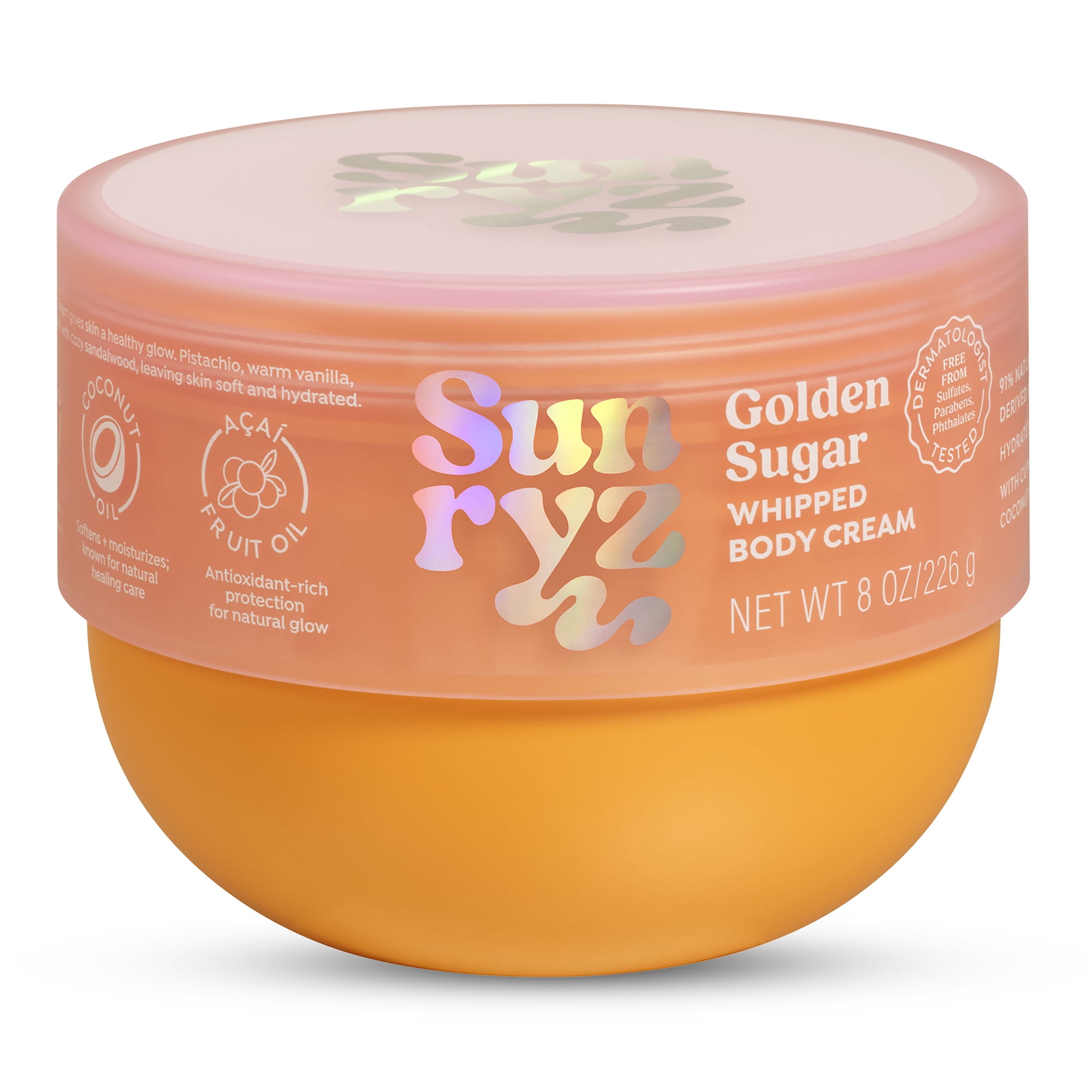 Sunryz Golden Sugar Whipped Body Cream with Cupuaçu Butter & Coconut Oil, 8 oz