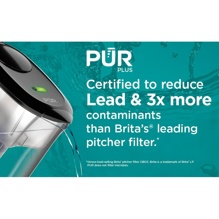 PUR Water Pitcher Filter with Lead Reduction, 7 Cup, PPT711B, Black PUR Water Pitcher Filter with Lead Reduction, 7 Cup, PPT711B, Black