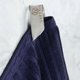 thumbnail image 4 of Cotton Highly Absorbent 12-Piece Solid and Checkered Border Towel Set, Navy Blue, by Superior, 4 of 7