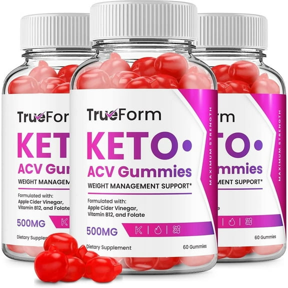 3 Pack True Form Keto Plus ACV Gummies TrueForm ACV Advanced Keto Formula Plus Apple Cider Vinegar Keto Gummies Dietary Supplement B12 Beet Root Juice 180 Gummies