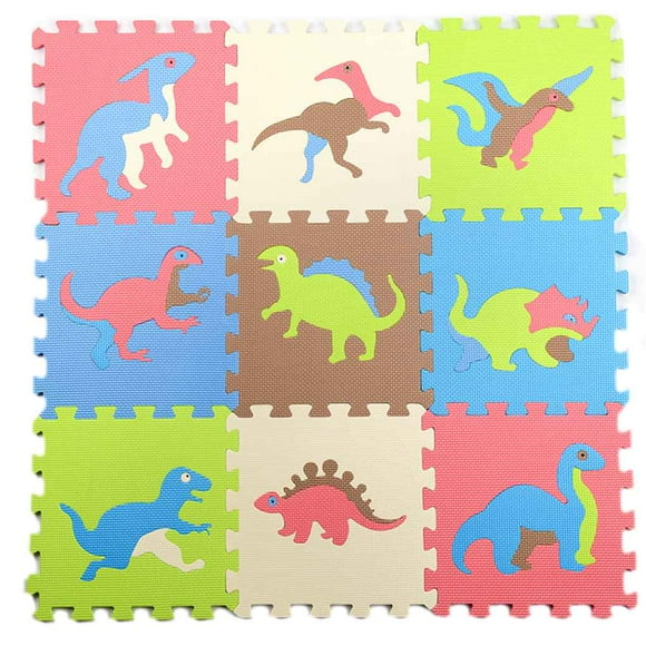 Freer 9pcs Dinosaur Style Thicking EVA Foam Mat Children's Puzzle Mat Baby Playing Interlocking Foam Floor Pad Sets