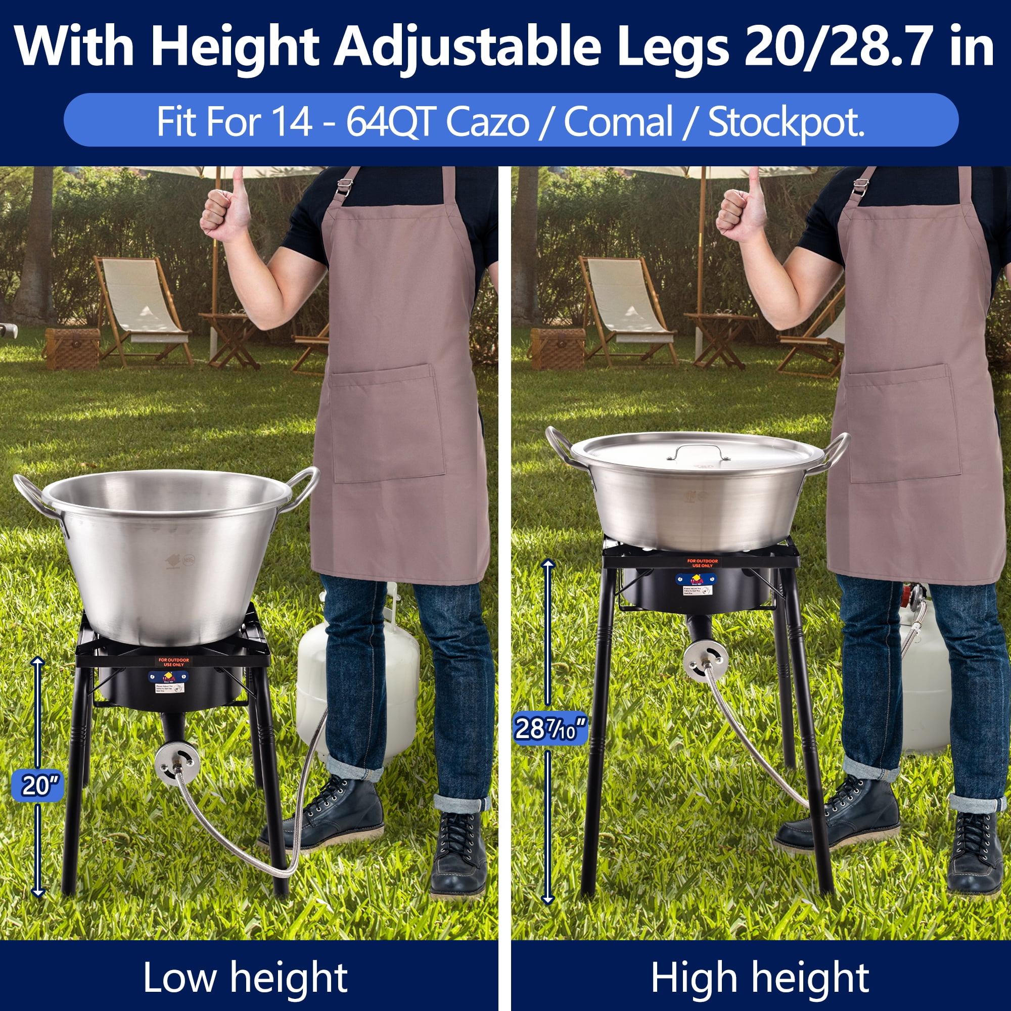 ARC Camping Stove Propane Burner 200,000BTU, Outdoor propane Camp Stove For Outdoor Cooking with Height Adjustable Legs