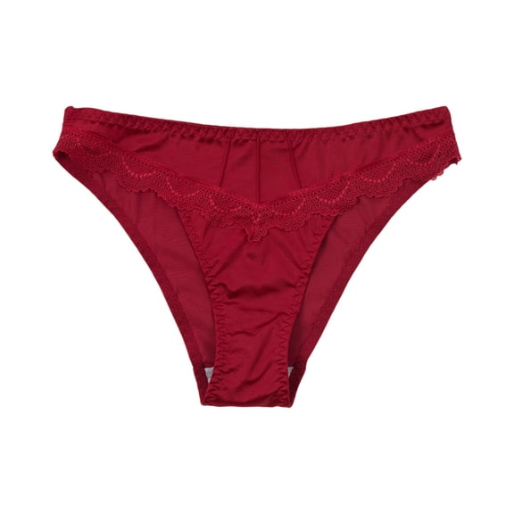 WULMLEO 100% Mulberry Woman Silk Panties, 19 Momme Pure Silk Briefs Lady's Sexy Underpants Healthy Bikini Wine S