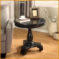 Rene Black Round Wood Coffee Table - Traditional Timeless Design with 26” Practical Display & Sturdy Pedestal Base