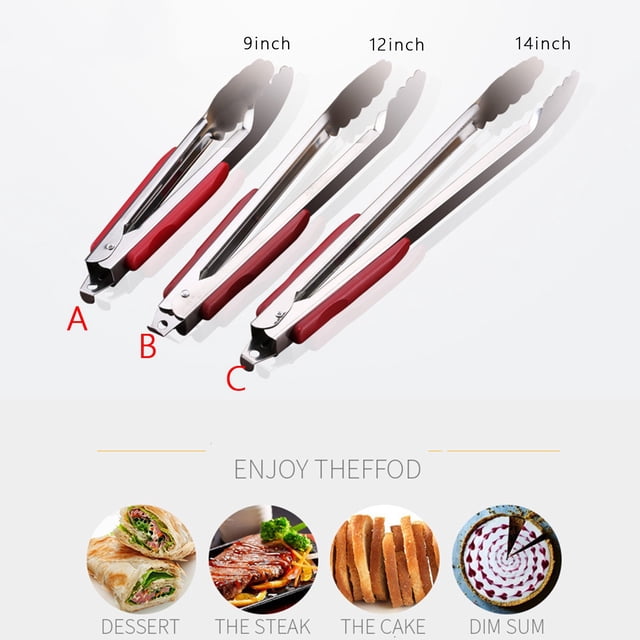 Xihbxyly Pinzas para Asar de Acero Inoxidable, Herramienta Resistente para Barbacoa, Mango de Goma para Un Agarre Seguro, Perfectas para Carne, Pescado y Maíz, Fáciles de Limpiar, Ideales para Uso En