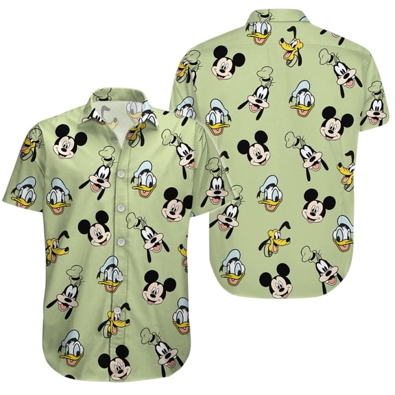 Mickey And Friends Button Shirt, Disney Character Shirt And Shorts, Mickey And Minnie Hawaii Shirt, Pluto Shirt, Donald Shirt Women
