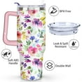 thumbnail image 3 of 40oz Pioneer Tumbler with Handle Lid and Straw,Colorful Floral Tumblers Gifts for Women Girls Men Adults（Pink）, 3 of 7