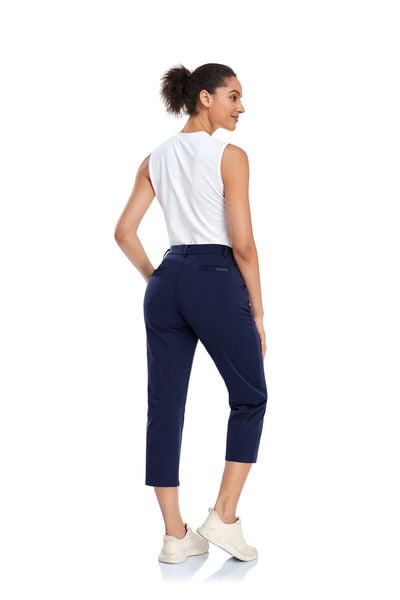 MoFiz Women's Lightweight Ice Cool Capri Pants - Summer Cargo Pants With Zipper Pockets