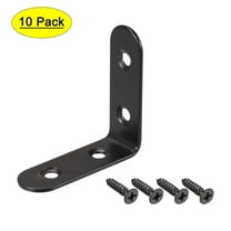 Unique Bargains 50 x 50mm Angle Bracket Stainless Steel Black L Shaped Angle Brackets Corner Braces with Screws, 10pcs