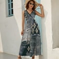 thumbnail image 5 of Denim Patchwork Dress Fashion Boho Beach Long Dresses Female Party Printed Maxi Dress, 5 of 9