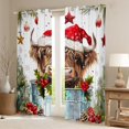 thumbnail image 2 of Manfei Marry Christmas Black Out Curtains,Farm Highland Cattle Curtains Pack of 2 (42x63 Each),Red Berry Xmas Flower Bedroom Curtains For Boys Kids,Super Cozy Room Decor, 2 of 6