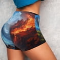 thumbnail image 4 of Balery Red And Blue Fire Mountains Printed Workout Shorts for Women Seamless Scrunch Short Gym Yoga Running Sport Active Exercise Fitness Shorts-Small, 4 of 8