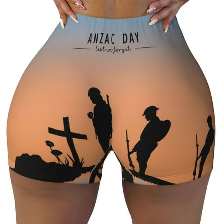 Workout Shorts Women  Anzac Day Biker Shorts for Women Running Gym Spandex Shorts Tummy Control