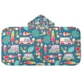 thumbnail image 5 of Yayeee Kids Hooded Towel with Hand Pockets Beach Soft Absorbent Bath Wrap 50 x 23.5 inch, Green Cartoon Truck Pattern, 5 of 5