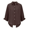 thumbnail image 6 of Women'S Clothing, Women Blouses, Women's Casual Summer Shirt Elegant Fashionable Top Long Sleeve V Neck Loose Button-Up Shirt with Belted Waist for Versatile Styling and Comfort, 6 of 7