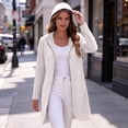 thumbnail image 6 of Chiccall Women's Fleece Lined Longline Zip Up Hoodie Cardigan Drawstring Hood Mid-Length Oversized Long Sleeve Loose Sweat Coat with Side Pockets, 6 of 8
