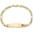 thumbnail image 3 of 14K Yellow Gold Semi-solid Medical Soft Diamond Shape Red Enamel Figaro ID Bracelet - 7", 3 of 6