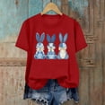 thumbnail image 4 of Lorytime Womens Tshirts Easter Crew Neck Shirt Short Sleeve Casual Trendy Tops Bunny Loose Basic Outfit Clothes Red S, 4 of 6