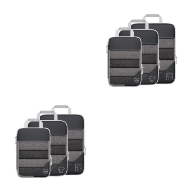 Yuarrent Organiza 3 veces y ahorra espacio con estos cubos de embalaje de viaje Maleta comprimida Equipaje negro Negro 2Conjunto