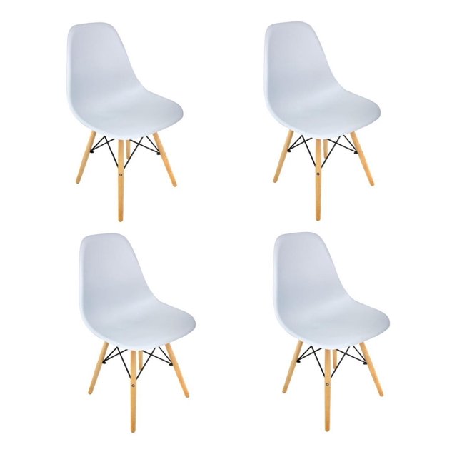 Silla Tipo Eames Moderna Set 4 Pzas Para Comedor Minimalista gris