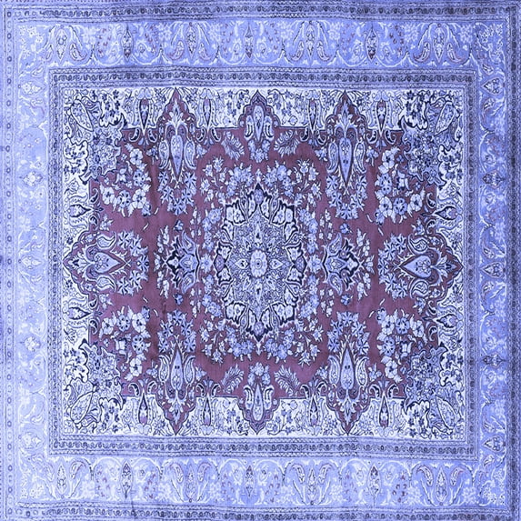 Ahgly Company Machine Washable Indoor Square Persian Blue Traditional Area Rugs, 4' Square