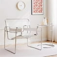 thumbnail image 5 of CRO Decor White recycled Leather Club Steel Frame Accent Chairs (Saddle Leather), 5 of 13