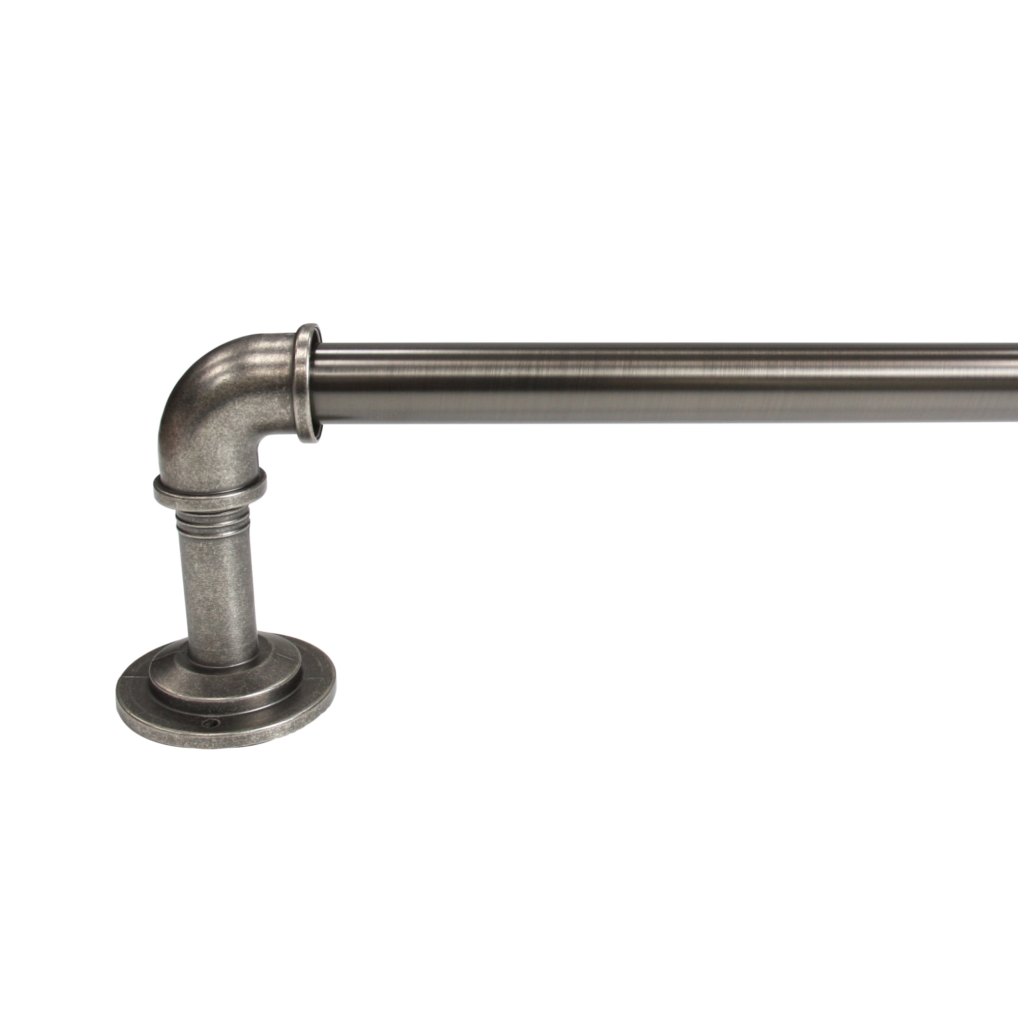 Better Homes & Gardens 1" Antique Nickel Industrial Pipe Single Curtain Rod 32-120"