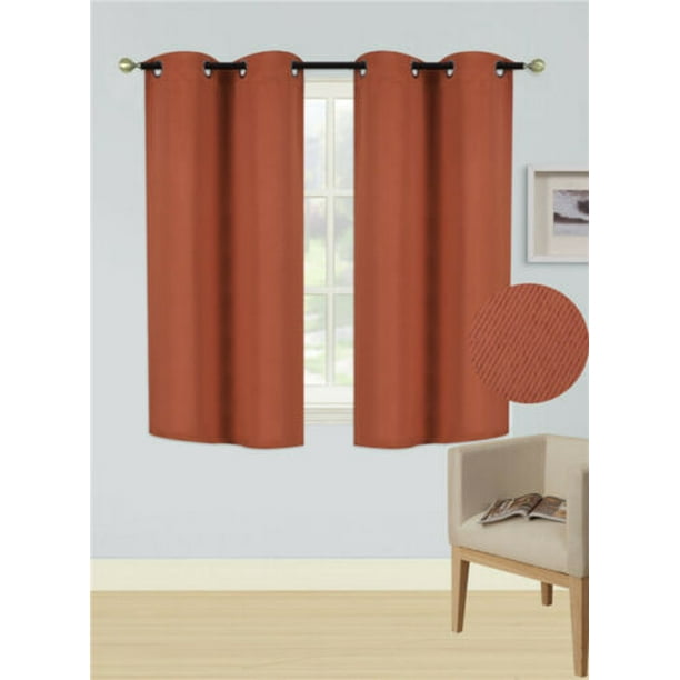 (K54) Brick Rust 2 Panel Silver Grommets Kitchen Tier Window Curtain 3