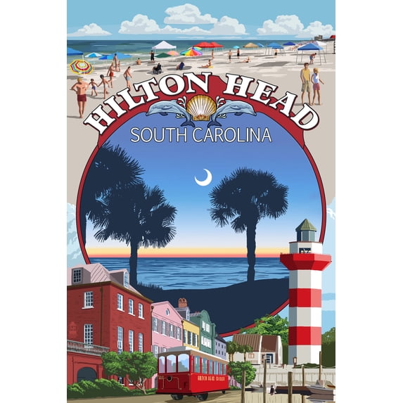Hilton Head, South Carolina, Montage (16x24 Giclee Gallery Art Print, Vivid Textured Wall Decor)