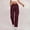 02 Wine, variant on YueHuiYing Fashion Pants Women Ladies Solid-color Stretch Belt Long Pants String Button Pockets Pants Trousers